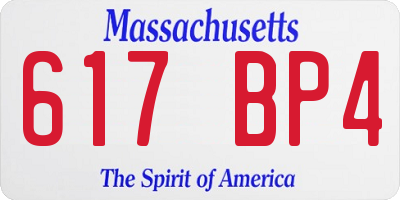 MA license plate 617BP4