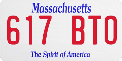 MA license plate 617BT0