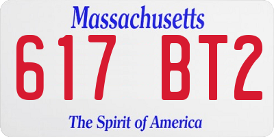 MA license plate 617BT2