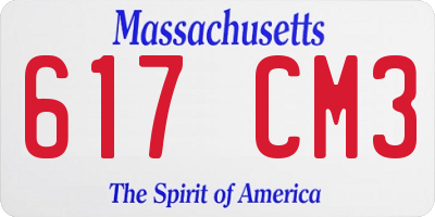 MA license plate 617CM3