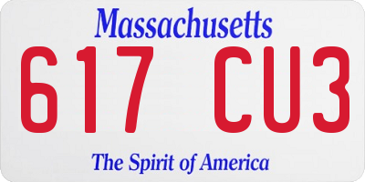 MA license plate 617CU3
