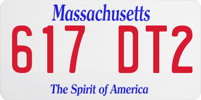 MA license plate 617DT2