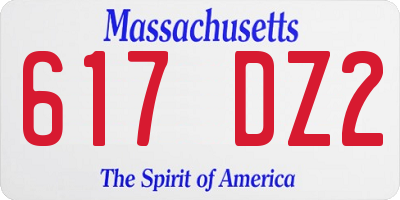 MA license plate 617DZ2