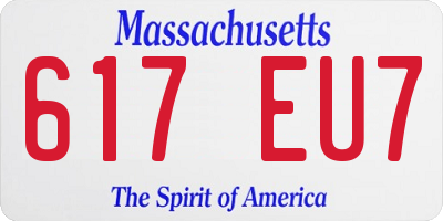 MA license plate 617EU7