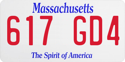 MA license plate 617GD4