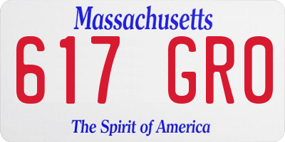 MA license plate 617GR0