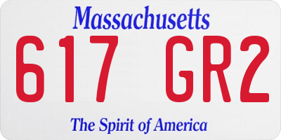 MA license plate 617GR2