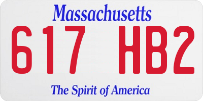 MA license plate 617HB2