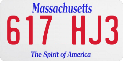 MA license plate 617HJ3