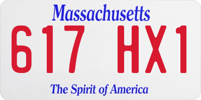 MA license plate 617HX1