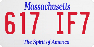 MA license plate 617IF7