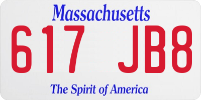 MA license plate 617JB8