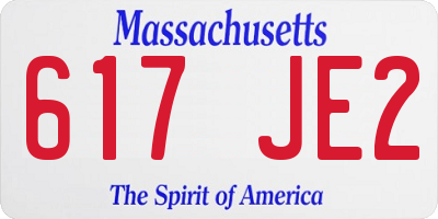 MA license plate 617JE2