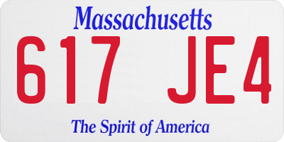 MA license plate 617JE4