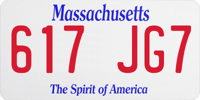 MA license plate 617JG7