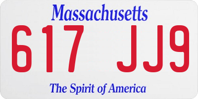 MA license plate 617JJ9