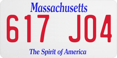 MA license plate 617JO4