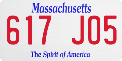 MA license plate 617JO5