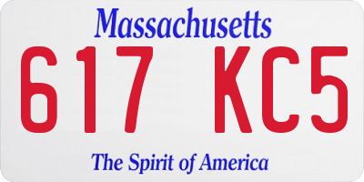 MA license plate 617KC5