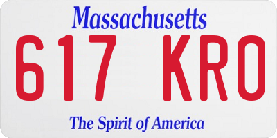 MA license plate 617KR0