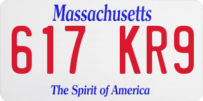 MA license plate 617KR9