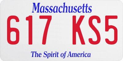 MA license plate 617KS5