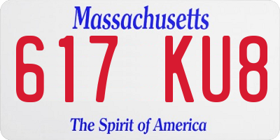 MA license plate 617KU8