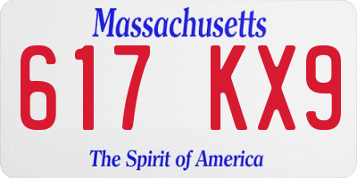 MA license plate 617KX9