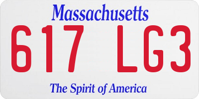 MA license plate 617LG3