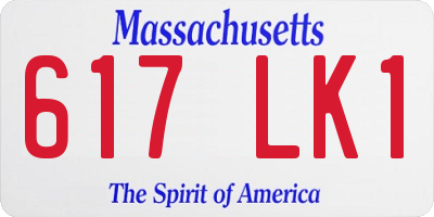 MA license plate 617LK1