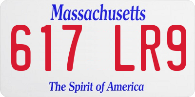 MA license plate 617LR9