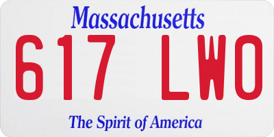 MA license plate 617LW0