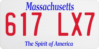 MA license plate 617LX7