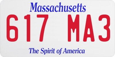 MA license plate 617MA3