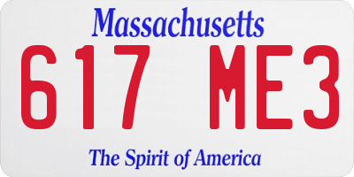 MA license plate 617ME3