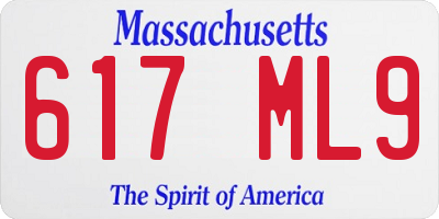 MA license plate 617ML9