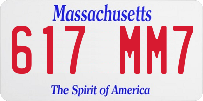 MA license plate 617MM7