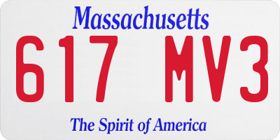MA license plate 617MV3
