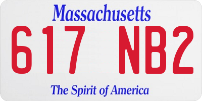 MA license plate 617NB2