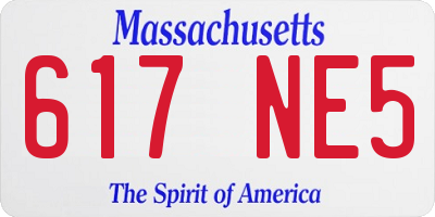 MA license plate 617NE5