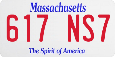 MA license plate 617NS7