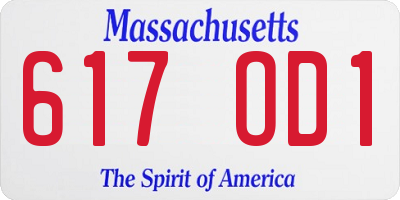 MA license plate 617OD1