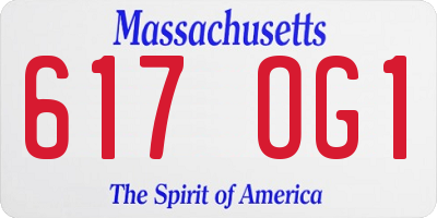 MA license plate 617OG1