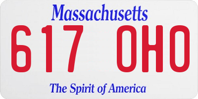 MA license plate 617OH0