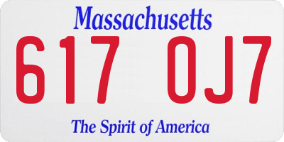 MA license plate 617OJ7