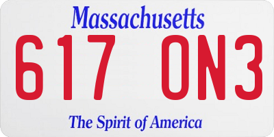 MA license plate 617ON3