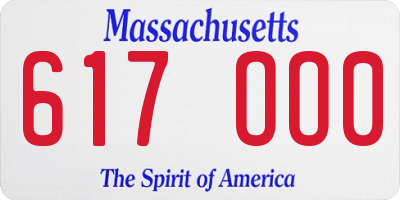 MA license plate 617OO0