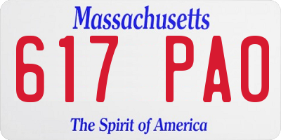 MA license plate 617PA0