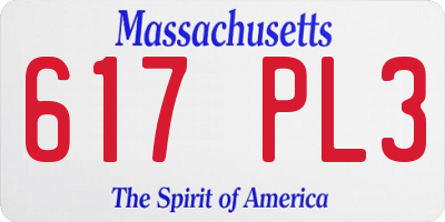 MA license plate 617PL3