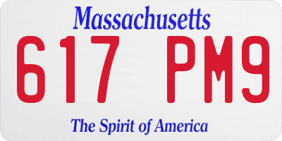 MA license plate 617PM9